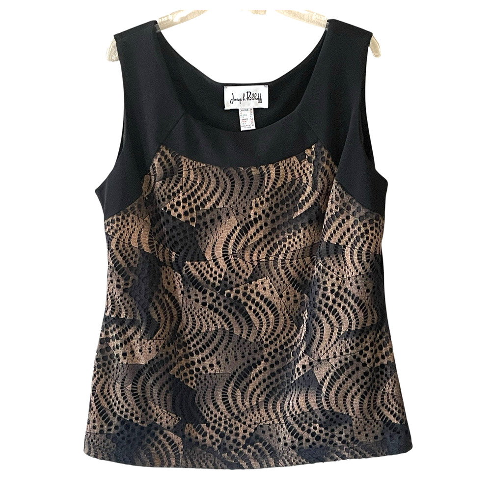 JOSEPH RIBKOFF Size 14 Black Bronze Ombre Burnout Sleeveless Pullover Tank Top